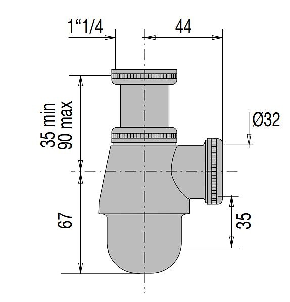 VALENTIN - Valentin - Siphon Bidet-lavabo Réglable En Laiton Chromé - large