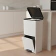 KITCHEN MOVE - Poubelle pédale tri sélectif PICEA blanc 70L - vignette
