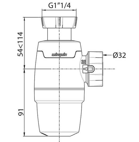 WIRQUIN - Siphon de lavabo NEO - Ø entrée G1"1/4 - sortie 32 mm - large