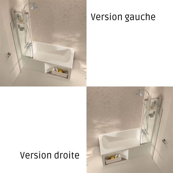 JACOB DELAFON - Baignoire bain douche Malice 160 x 85 cm version Droite, Blanc mat - large