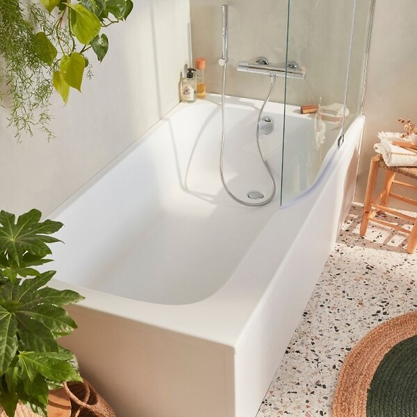 JACOB DELAFON - Baignoire bain douche Malice 160 x 85 cm version Droite, Blanc mat - large