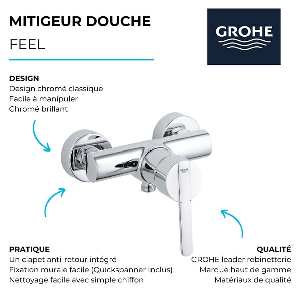 GROHE - Mitigeur douche mécanique Feel - large