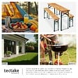 TECTAKE - Ensemble table et bancs bois de sapin pliable pour 8 personnes en marron et acier stable - vignette