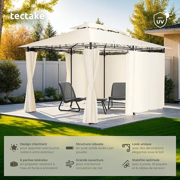 TECTAKE - Tonnelle Emine 4 x 3 m crème - large