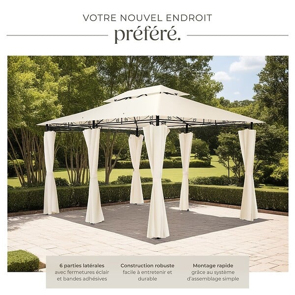 TECTAKE - Tonnelle Emine 4 x 3 m crème - large