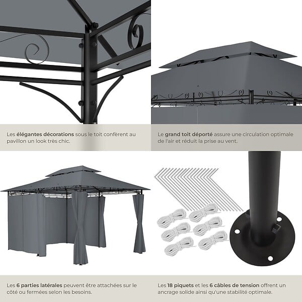 TECTAKE - Tonnelle Emine 4 x 3 m gris anthracite - large