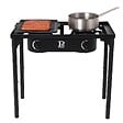 INTEC - Barbecue grill et réchaud 2 feux 9kW Kit Modulable 2en1 - 2 brûleurs - Plaque Grill , 3 Hauteurs Modulables Piezo INTEC - vignette