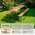 TECTAKE - Ensemble table brasserie bancs pliable en sapin marron 220x50 5x77 cm - vignette