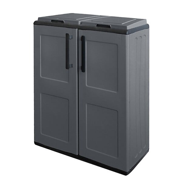 ARTPLAST - Cache Poubelles de tri Selectif 2 Sacs Meuble mi- hauteur Dim 68 x 37 x 84cm 2 Anneaux de support de sac 2 Portes Art Plast - large