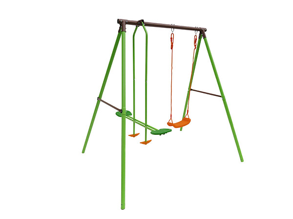 HABITAT ET JARDIN - Portique acier "Lola" - 1.96m - 2 agrès - large