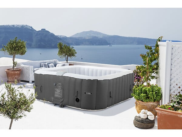 HABITAT ET JARDIN - Spa gonflable "RIVIERA" en PVC - 6 places - Gris/blanc - large