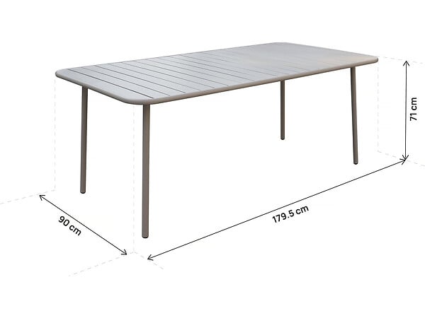 HABITAT ET JARDIN - Table jardin en métal "Bilbao" - 180 x 90 x 71 cm - Taupe - large