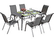 HABITAT ET JARDIN - Table et chaises de jardin en textilène "cordoba + Porto" 6 personnes gris clair - vignette