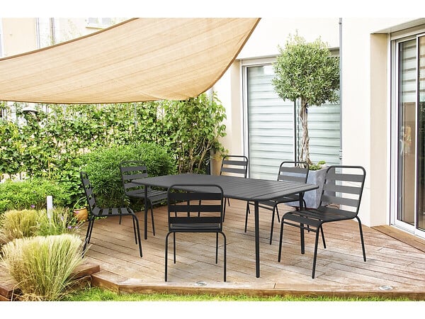 HABITAT ET JARDIN - Table jardin en métal "Bilbao" - 180 x 90 x 71 cm - Gris - large
