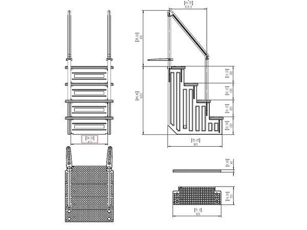 HABITAT ET JARDIN - Escalier double pour piscine " Bruno " avec porte de sécurité pour enfant - large