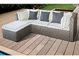 HABITAT ET JARDIN - Salon de jardin bas en résine tressée "Kuba" - 3 places - Gris - vignette