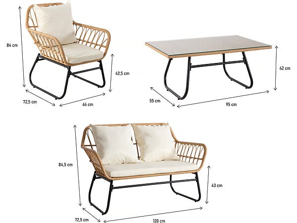 HABITAT ET JARDIN - Salon de jardin rotin "Melo" - 4 personnes - Blanc/Marron - large