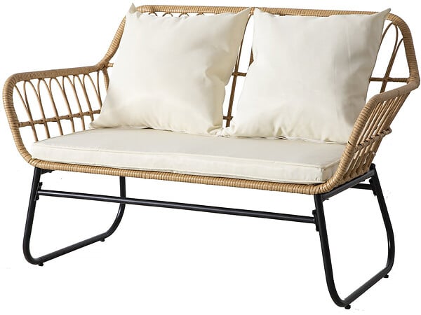 HABITAT ET JARDIN - Salon de jardin rotin "Melo" - 4 personnes - Blanc/Marron - large