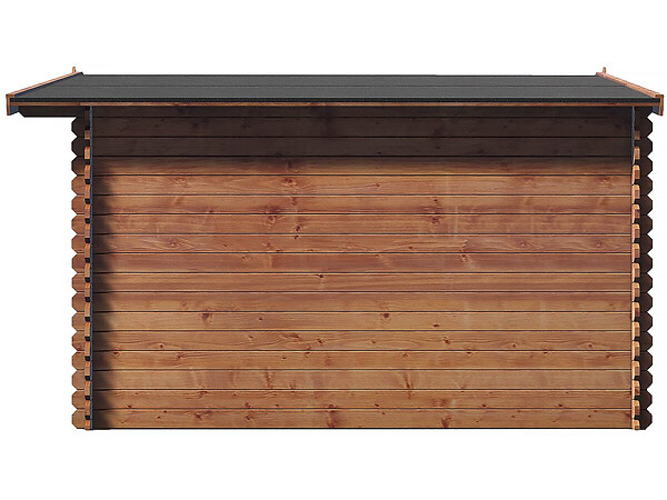 HABITAT ET JARDIN - Abri de jardin en bois traité marron autoclave "Valmont" - 14 m² -28 mm - large
