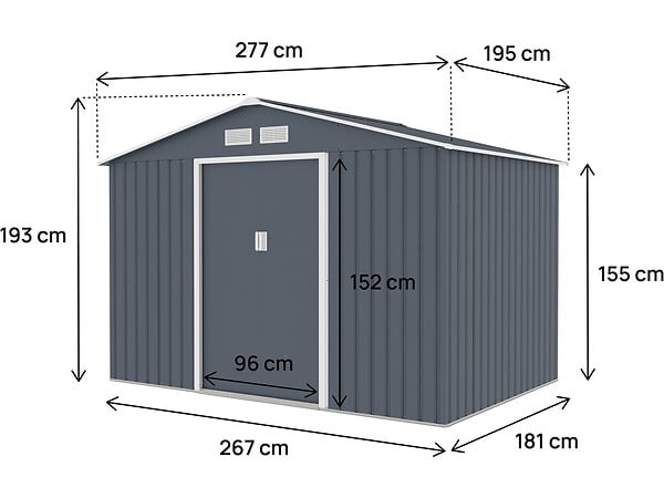 HABITAT ET JARDIN - Abri de jardin métal "Vegas II" - 5,29 m2 - Gris - large