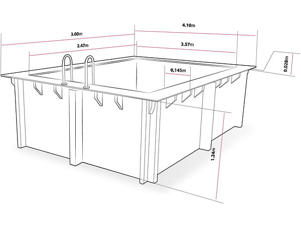 HABITAT ET JARDIN - Piscine bois rectangle " Caimans  " - 4.10 x 3.00 x 1.24  m - large