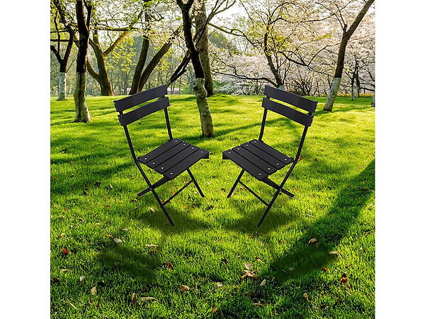 HABITAT ET JARDIN - Lot de 2 chaises de jardin pliable en plastique "Tenerife" - Gris anthracite - large