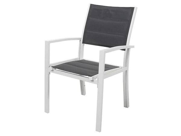 HABITAT ET JARDIN - Fauteuil jardin Alu/Textilène "Brazil / Canaries" - Phoenix - blanc / gris foncé - large