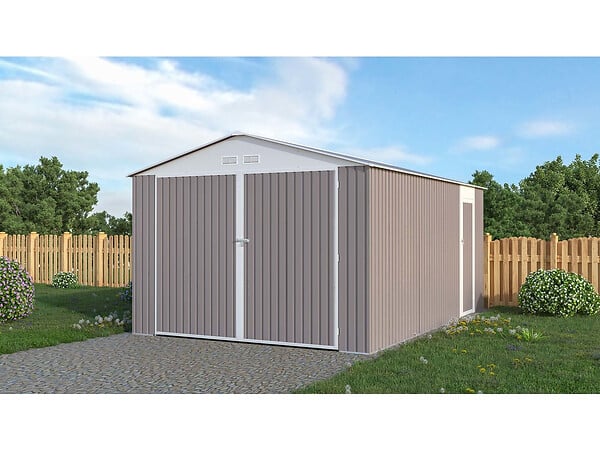 HABITAT ET JARDIN - Garage métal "Nevada" avec porte battante - 15,36 m² - large