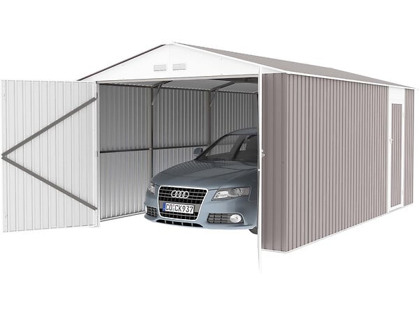 HABITAT ET JARDIN - Garage métal "Nevada" avec porte battante - 15,36 m² - large