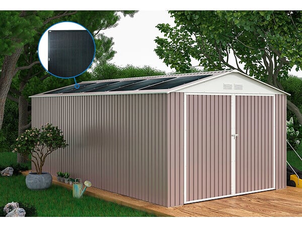 HABITAT ET JARDIN - Garage métal "Nevada" - 15,36m² avec panneaux solaires - large