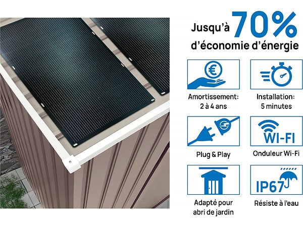 HABITAT ET JARDIN - Garage métal "Nevada" - 15,36m² avec panneaux solaires - large