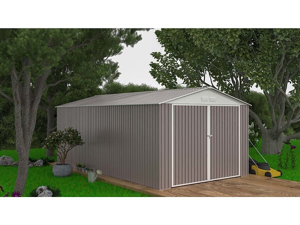 HABITAT ET JARDIN - Garage métal "Nevada" avec porte battante - 18,56 m² - large