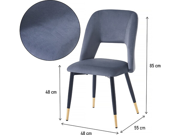 HABITAT ET JARDIN - Lot de 2 chaises en velours "Coralie" - Gris - large