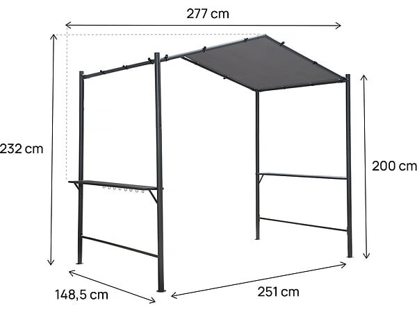 HABITAT ET JARDIN - Pergola tonnelle pour barbecue - 277 x 149 cm - Anthracite - large
