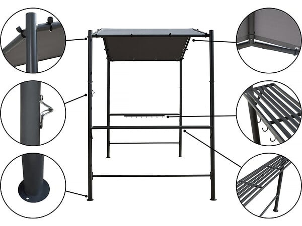 HABITAT ET JARDIN - Pergola tonnelle pour barbecue - 277 x 149 cm - Anthracite - large