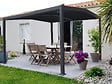 HABITAT ET JARDIN - Pergola bioclimatique toit 2 pans "Victoria" en aluminium et métal- 3,5 x 4 m - Gris - vignette