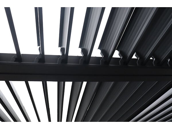HABITAT ET JARDIN - Pergola bioclimatique toit 2 pans "Victoria" en aluminium et métal- 3,5 x 4 m - Gris - large