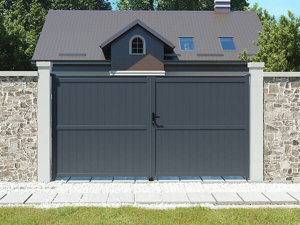 HABITAT ET JARDIN - Portail aluminium "Maurice" - 349.5 x 180.9 cm - Gris - large