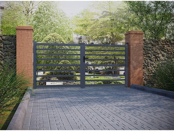 HABITAT ET JARDIN - Portail aluminium ajouré "Martin" - 300 x 180 cm - Gris - large