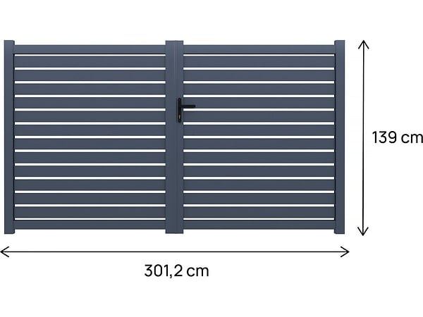 HABITAT ET JARDIN - Portail aluminium semi ajouré "Julien" - 300 x 140 cm - Gris - large