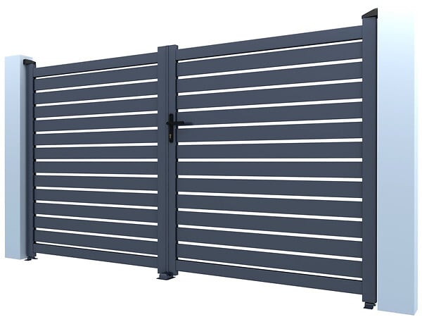 HABITAT ET JARDIN - Portail aluminium semi ajouré "Julien" - 300 x 140 cm - Gris - large