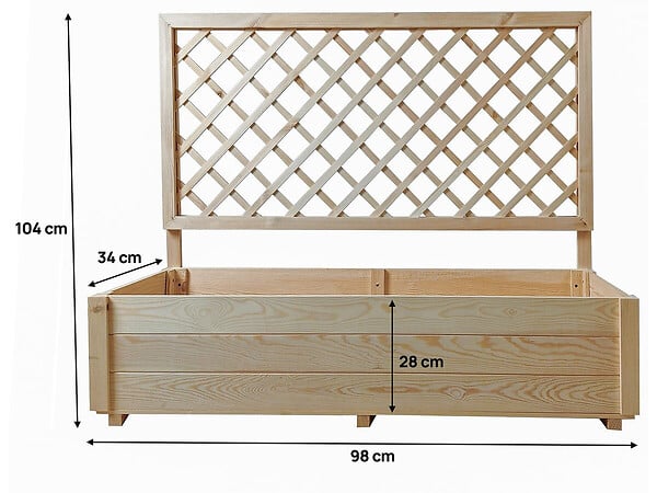 HABITAT ET JARDIN - Jardinière en bois "Orpin" avec treillis - 98 x 34 x 104 cm - large