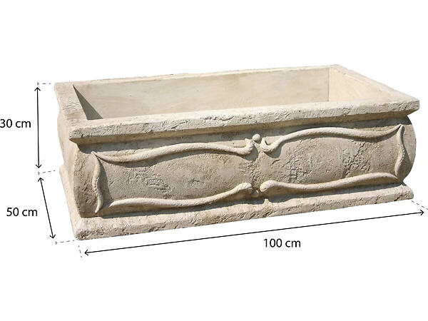 HABITAT ET JARDIN - Grande jardinière "Verone - en pierre - 50 x 100 x 30 cm - large