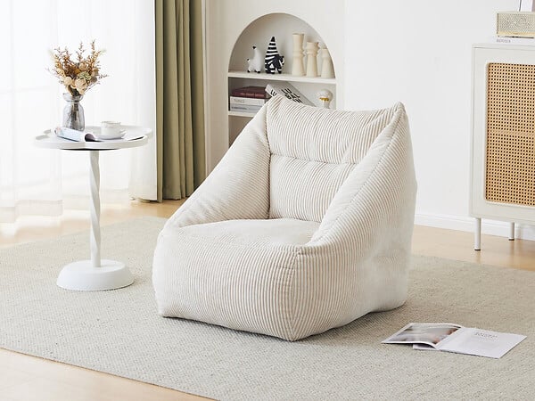 HABITAT ET JARDIN - Pouf en velours côtelé "Medellin" - Beige - 85 x 85 x 72 cm - large