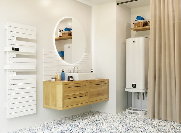 THERMOR - Trépied Malicio Compact - Hauteur tube: 525 mm - Hauteur piquage sol: 570 mm - Longueur X Largeur: 490X490 mm - THERMOR - large