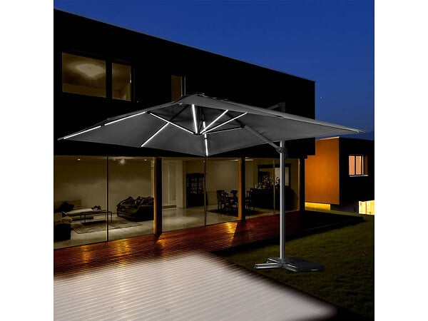 HABITAT ET JARDIN - Parasol jardin déporté led alu "Sun 3 Luxe" 3 x 3 m - Noir - large