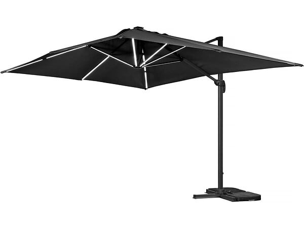 HABITAT ET JARDIN - Parasol jardin déporté led alu "Sun 3 Luxe" 3 x 3 m - Noir - large
