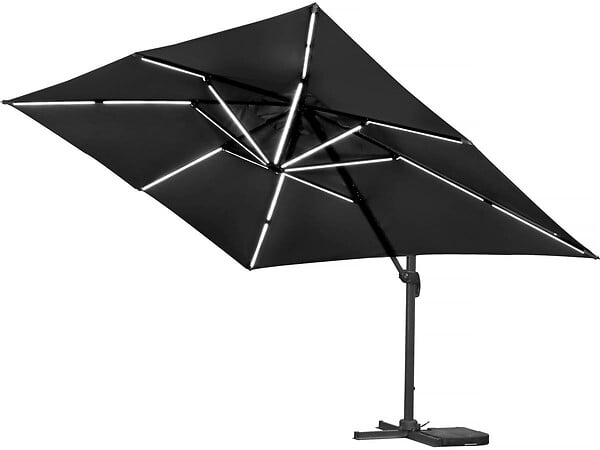 HABITAT ET JARDIN - Parasol jardin déporté led alu "Sun 3 Luxe" 3 x 3 m - Noir - large