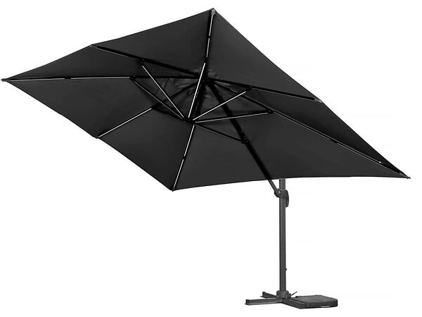 HABITAT ET JARDIN - Parasol jardin déporté led alu "Sun 3 Luxe" 3 x 3 m - Noir - large