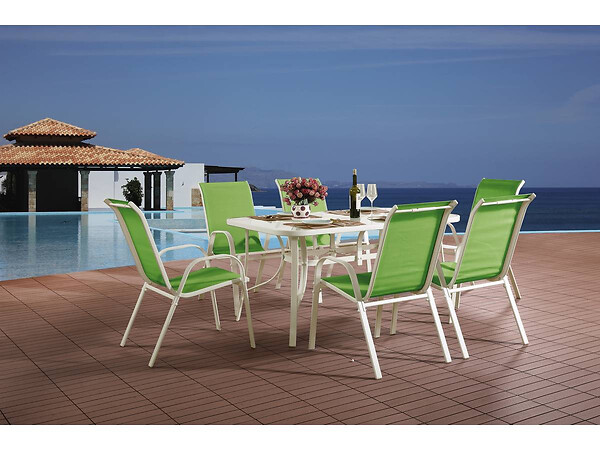 HABITAT ET JARDIN - Table et chaises de jardin en textilène "Cordoba" - Phoenix - 6 places - Vert - large